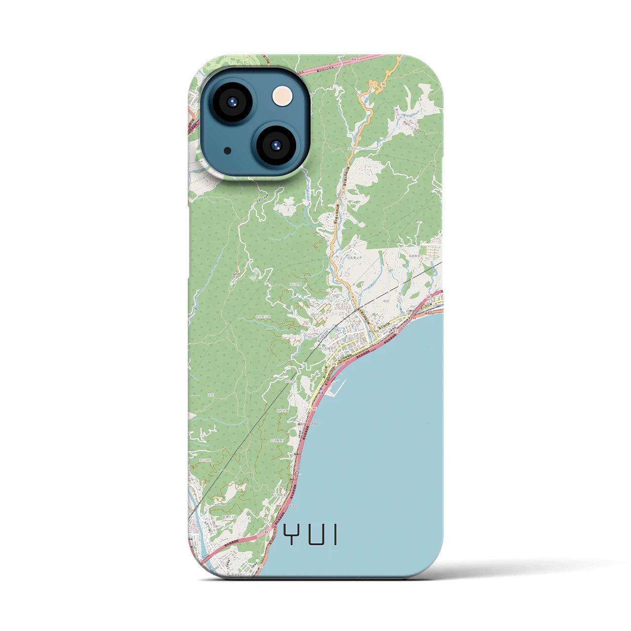 【由比（静岡県）】地図柄iPhoneケース（バックカバータイプ）ナチュラル・iPhone 13 用