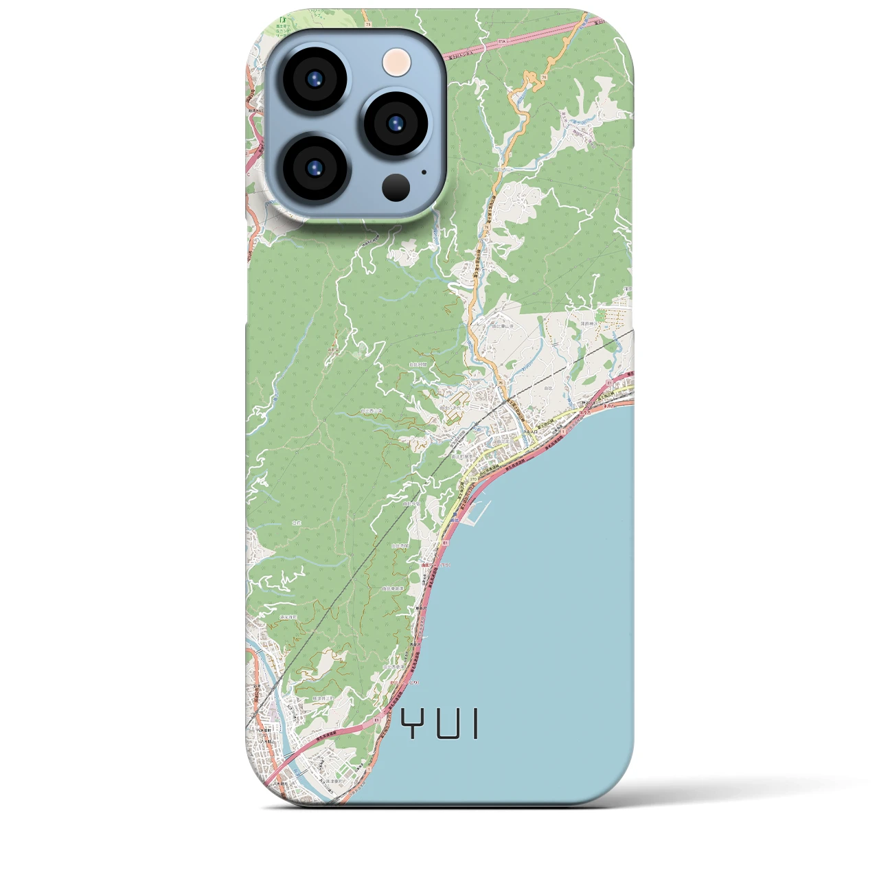 【由比（静岡県）】地図柄iPhoneケース（バックカバータイプ）ナチュラル・iPhone 13 Pro Max 用