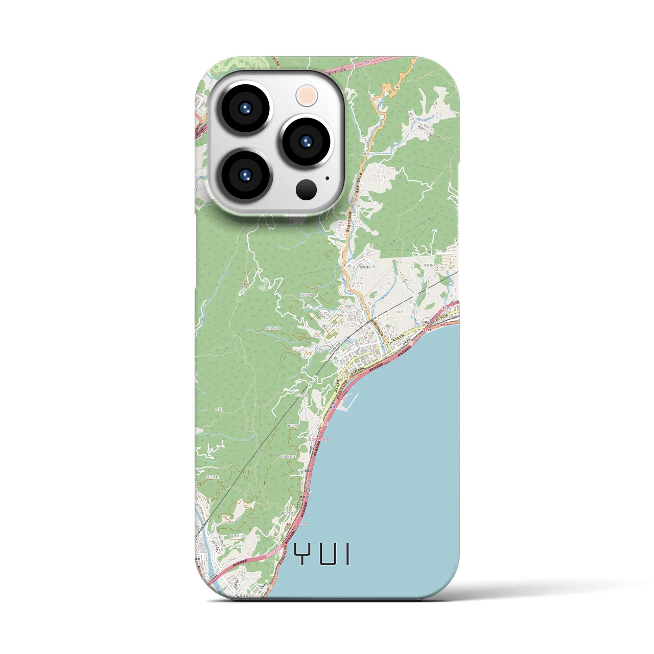 【由比（静岡県）】地図柄iPhoneケース（バックカバータイプ）ナチュラル・iPhone 13 Pro 用