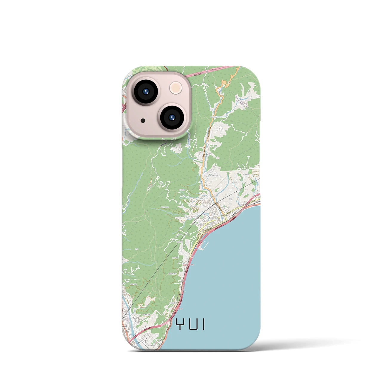 【由比（静岡県）】地図柄iPhoneケース（バックカバータイプ）ナチュラル・iPhone 13 mini 用