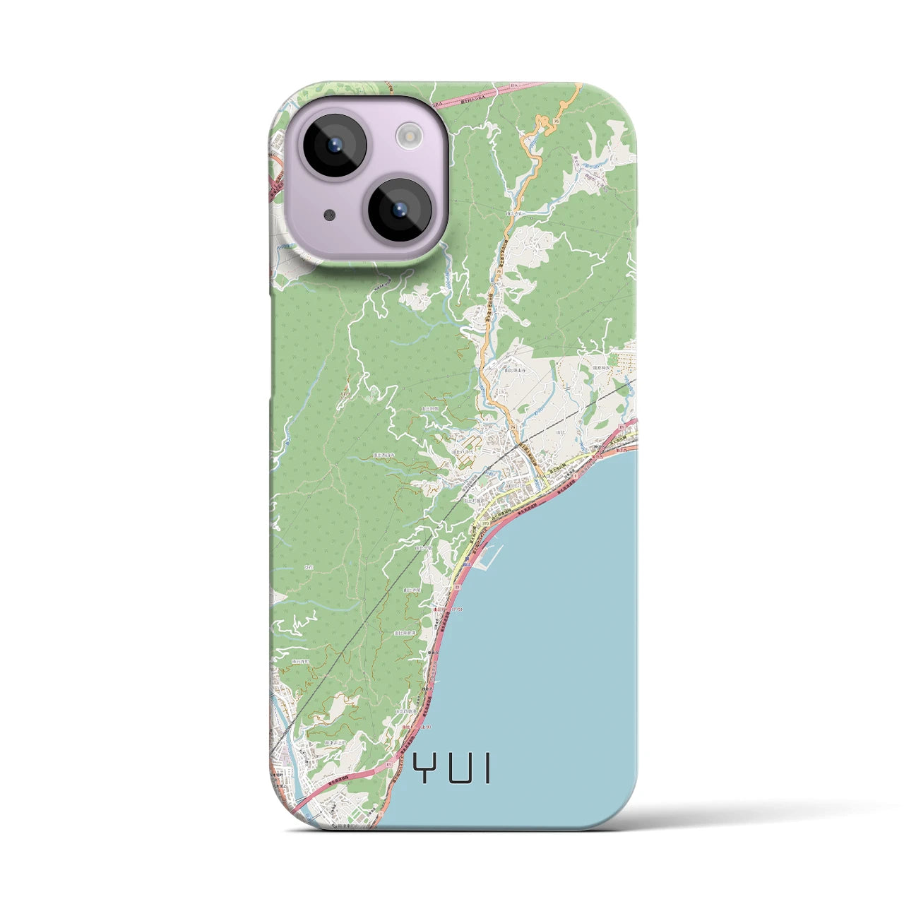 【由比（静岡県）】地図柄iPhoneケース（バックカバータイプ）ナチュラル・iPhone 14 用