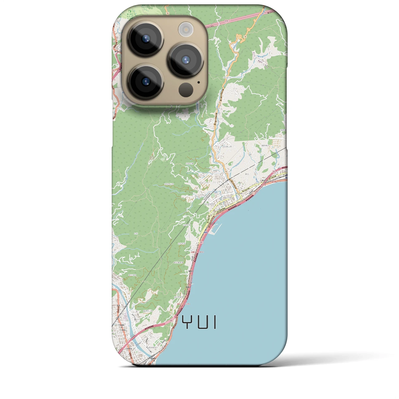 【由比（静岡県）】地図柄iPhoneケース（バックカバータイプ）ナチュラル・iPhone 14 Pro Max 用