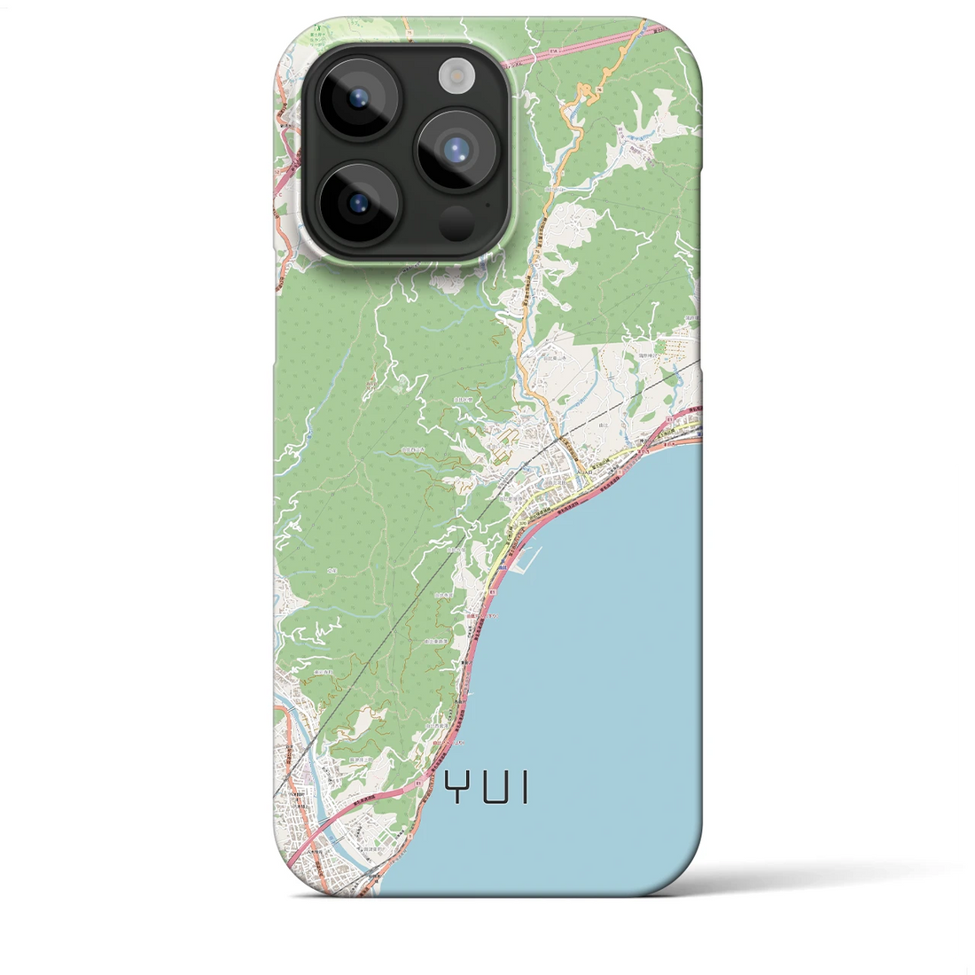 【由比（静岡県）】地図柄iPhoneケース（バックカバータイプ）ナチュラル・iPhone 15 Pro Max 用