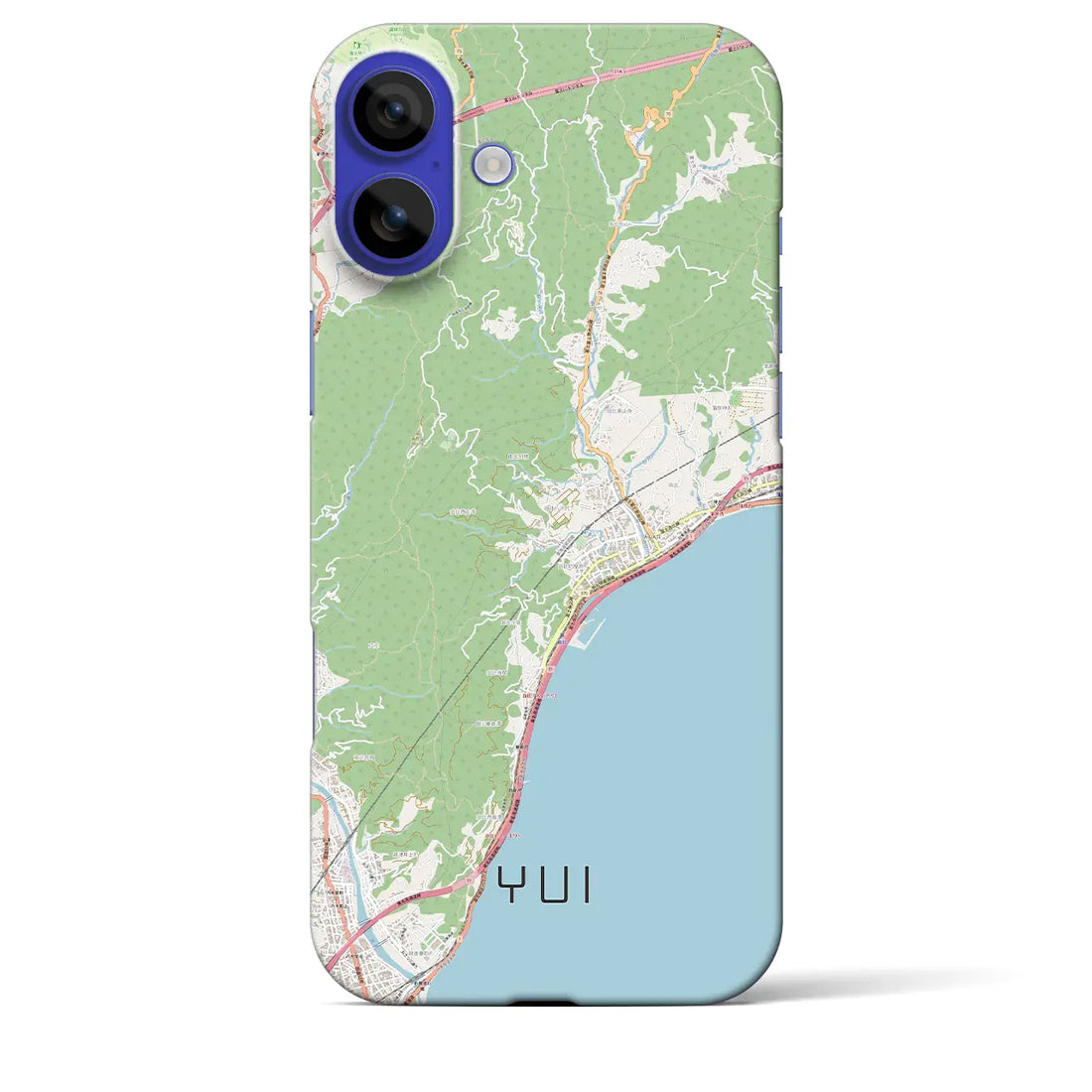 【由比（静岡県）】地図柄iPhoneケース（バックカバータイプ）ブラック・iPhone 16 Pro Max 用