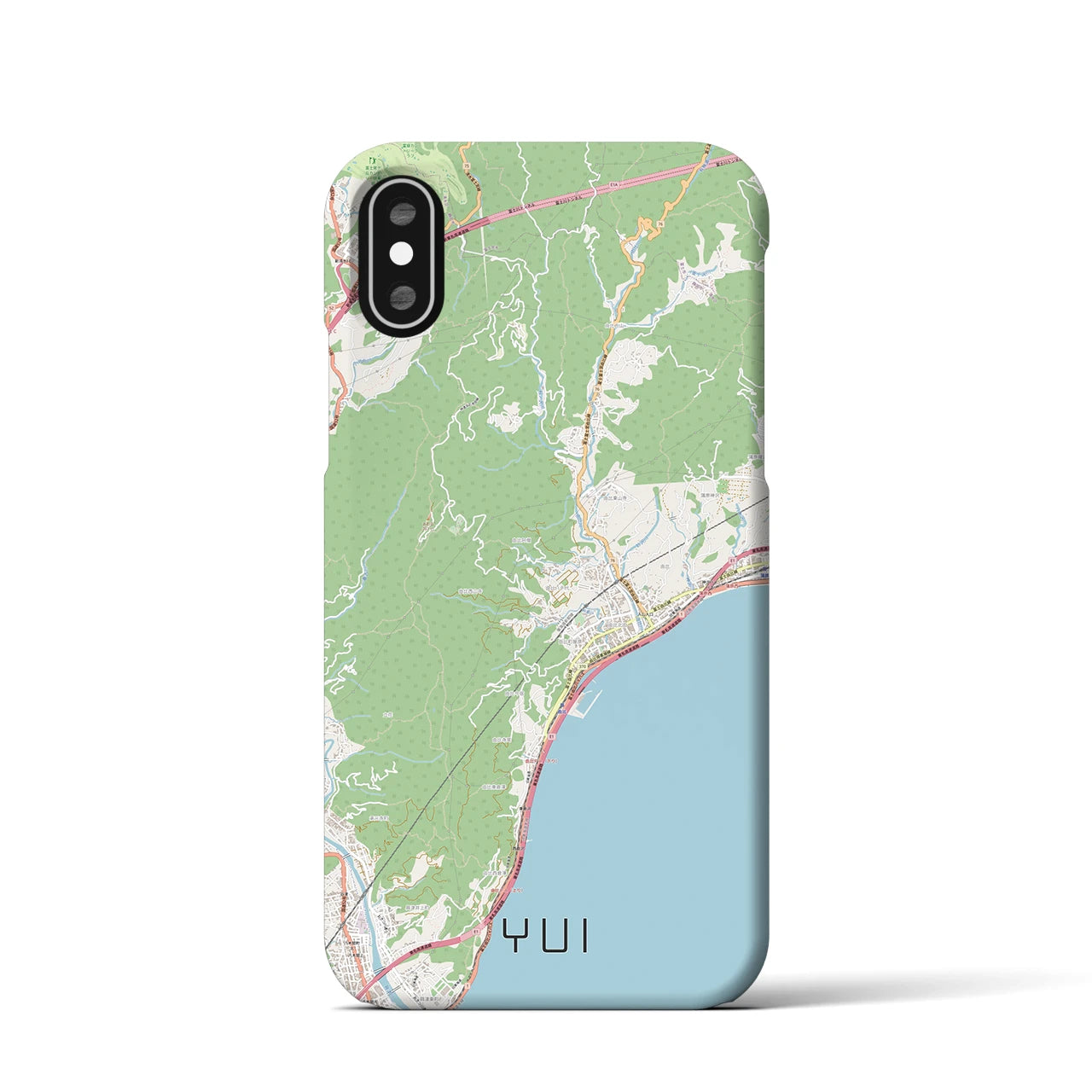 【由比（静岡県）】地図柄iPhoneケース（バックカバータイプ）ナチュラル・iPhone XS / X 用