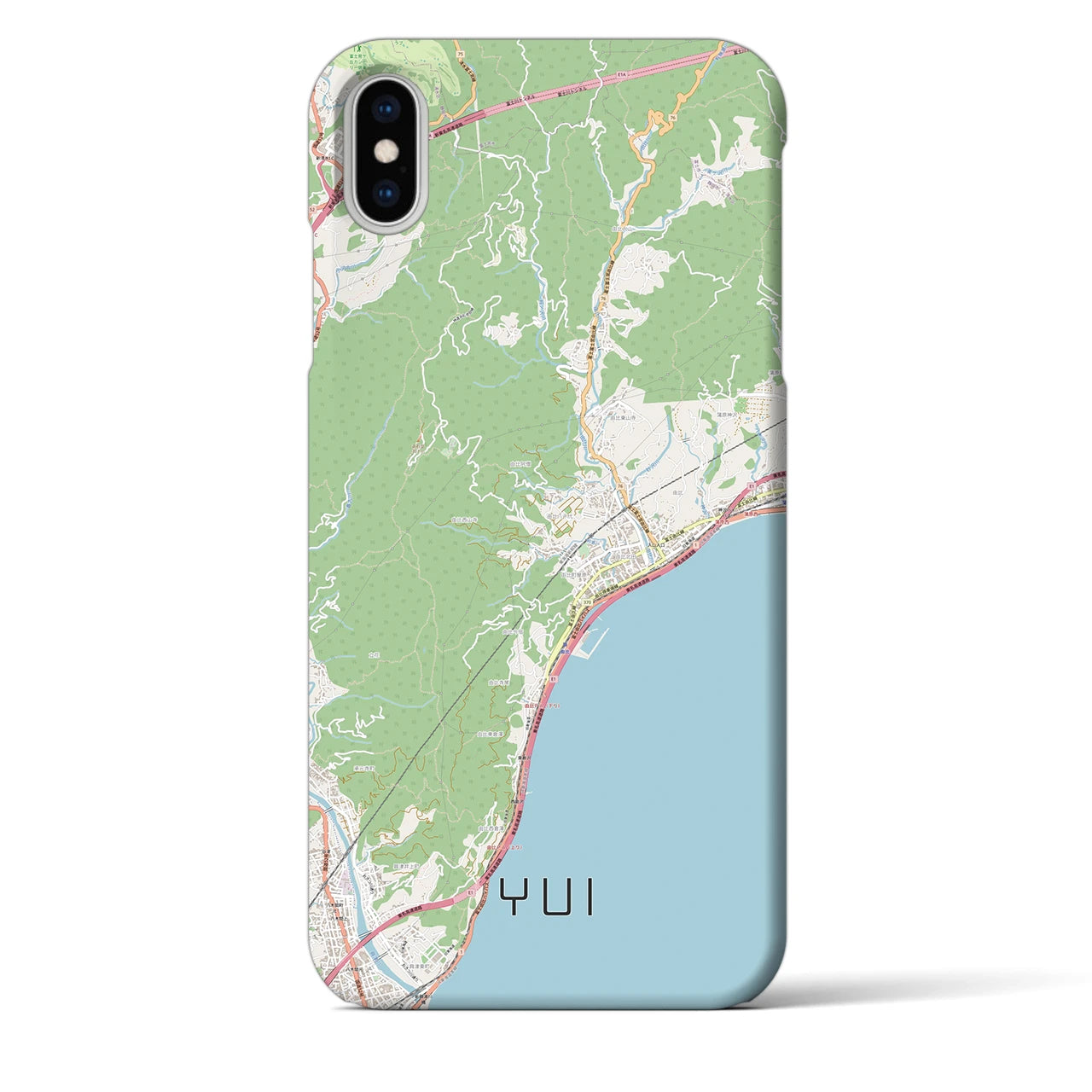 【由比（静岡県）】地図柄iPhoneケース（バックカバータイプ）ナチュラル・iPhone XS Max 用