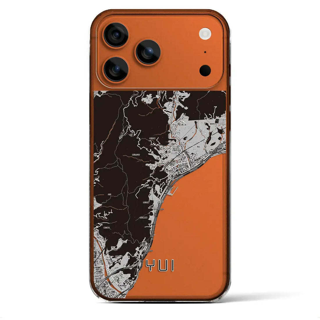 【由比（静岡県）】地図柄iPhoneケース（クリアタイプ）モノトーン・iPhone 17 Pro Max 用
