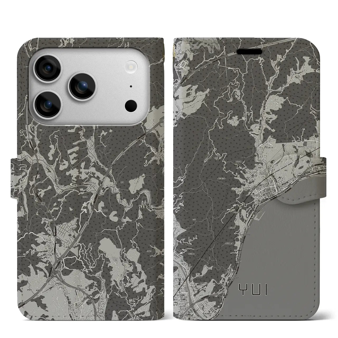 【由比（静岡県）】地図柄iPhoneケース（手帳タイプ）