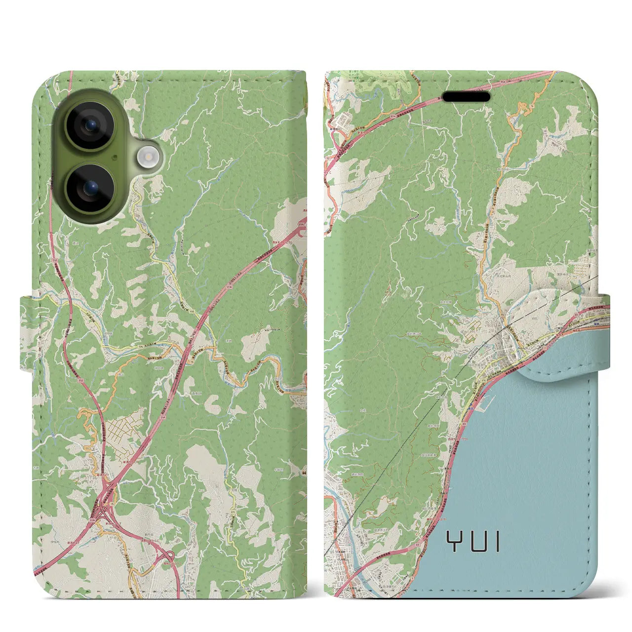 【由比（静岡県）】地図柄iPhoneケース（手帳タイプ）