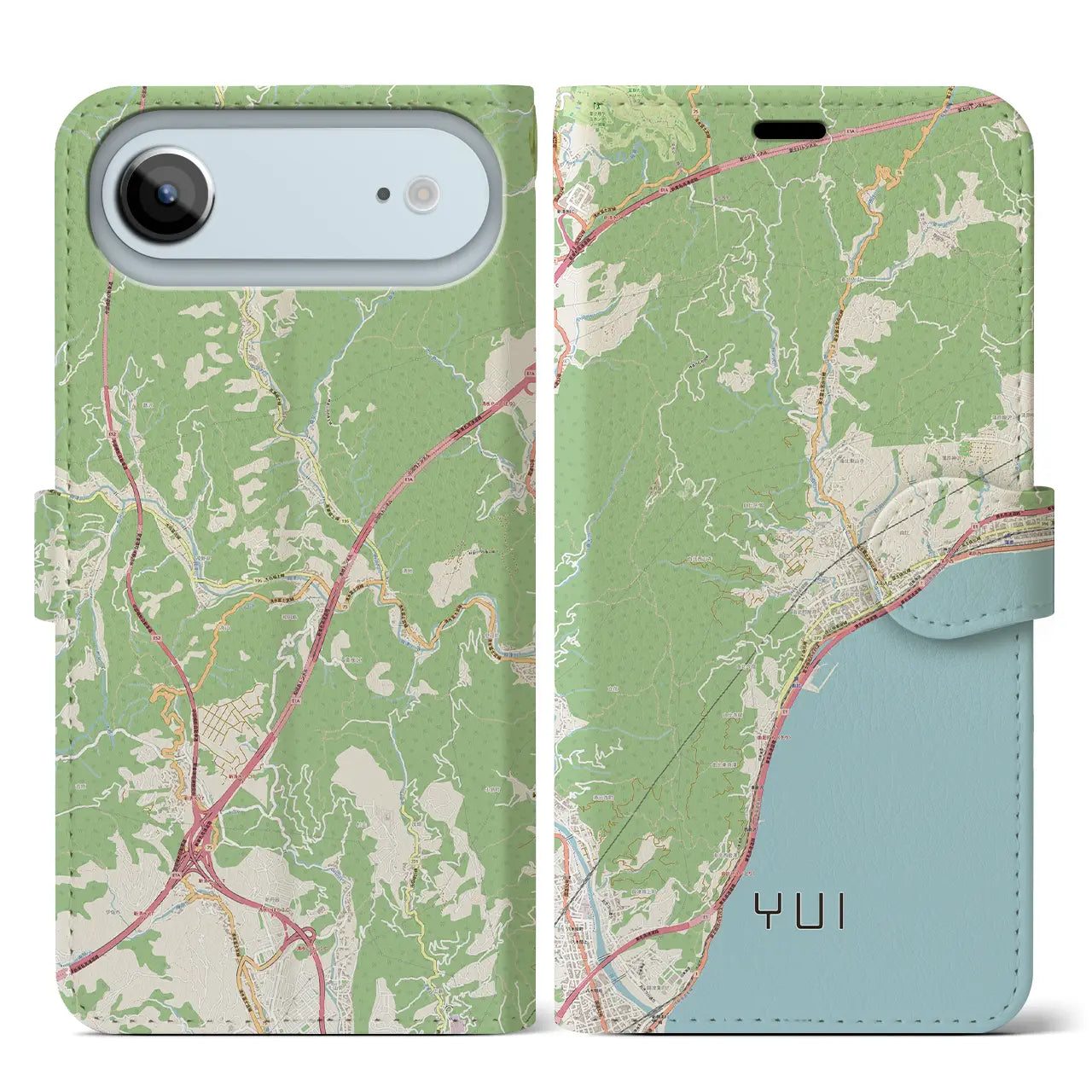 【由比（静岡県）】地図柄iPhoneケース（手帳タイプ）