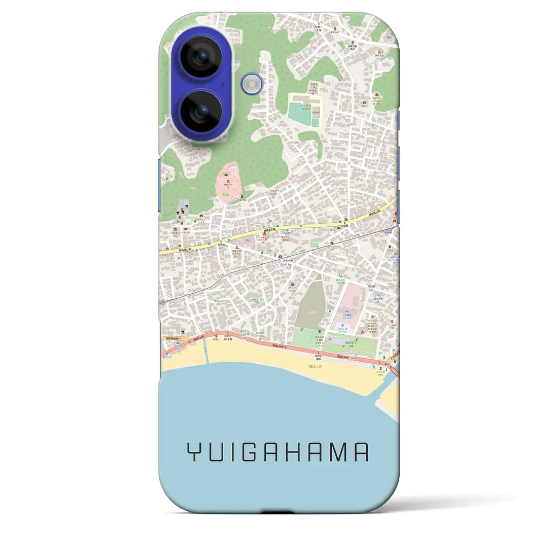 【由比ヶ浜(神奈川県)】地図柄iPhoneケース(バックカバータイプ)ナチュラル・iPhone 16 Pro Max 用