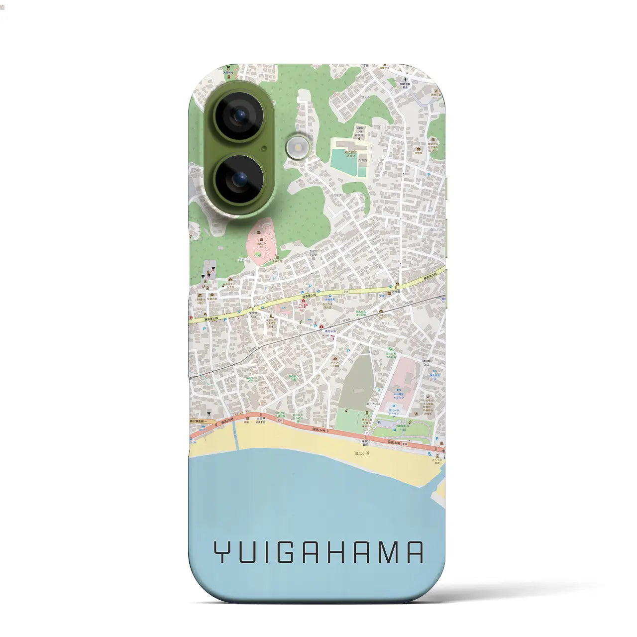 【由比ヶ浜（神奈川県）】地図柄iPhoneケース（バックカバータイプ）