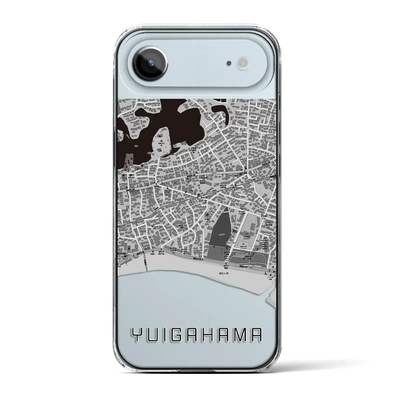 【由比ヶ浜（神奈川県）】地図柄iPhoneケース（クリアタイプ）