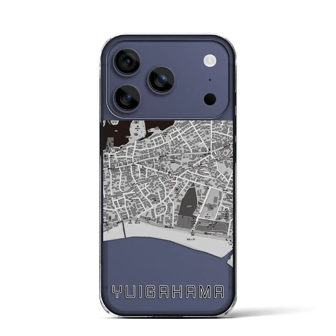 【由比ヶ浜（神奈川県）】地図柄iPhoneケース（クリアタイプ）