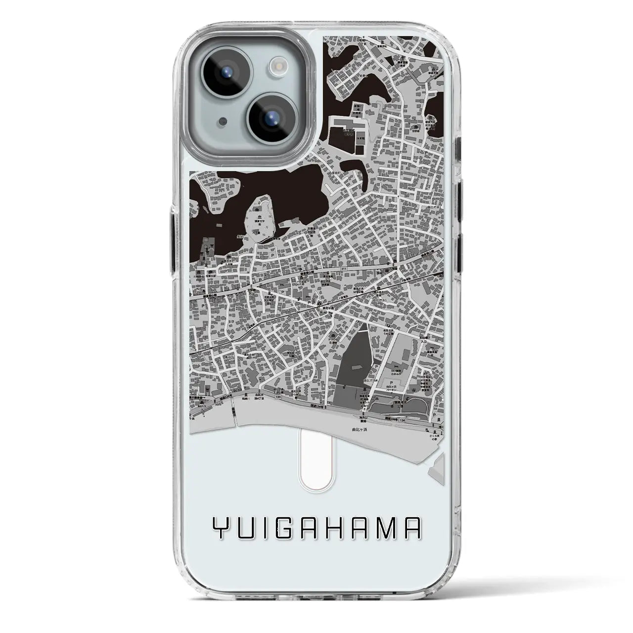 【由比ヶ浜（神奈川県）】地図柄iPhoneケース（MagSafeタイプ）