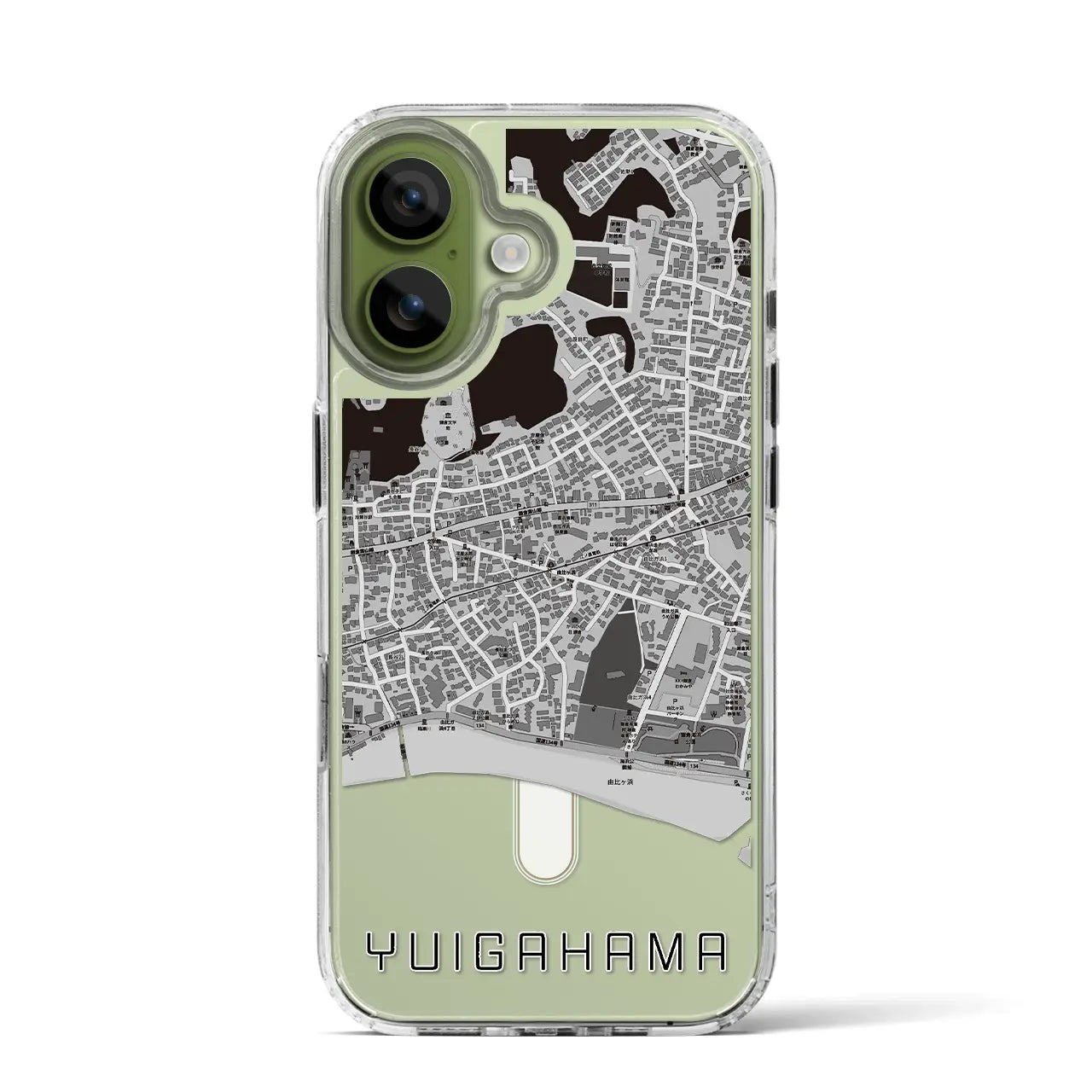 【由比ヶ浜（神奈川県）】地図柄iPhoneケース（MagSafeタイプ）