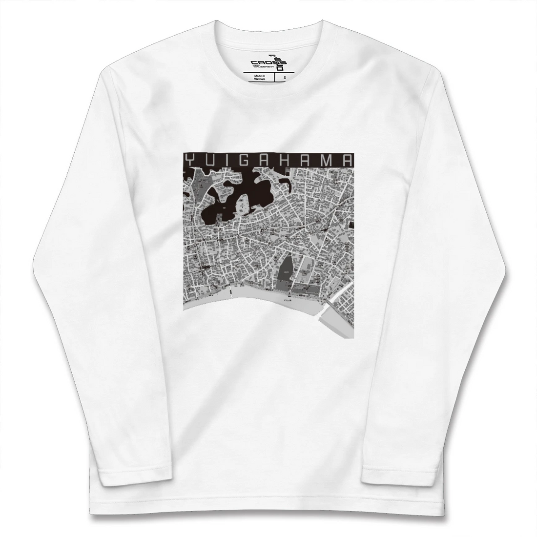 【由比ヶ浜(神奈川県)】地図柄ロングスリーブTシャツ