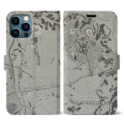 【ユーカリが丘（千葉県）】地図柄iPhoneケース（手帳タイプ）モノトーン・iPhone 12 / 12 Pro 用