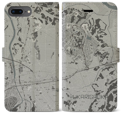 【ユーカリが丘（千葉県）】地図柄iPhoneケース（手帳タイプ）モノトーン・iPhone 8Plus /7Plus / 6sPlus / 6Plus 用