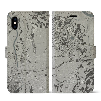 【ユーカリが丘（千葉県）】地図柄iPhoneケース（手帳タイプ）モノトーン・iPhone XS / X 用