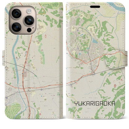 【ユーカリが丘（千葉県）】地図柄iPhoneケース（手帳タイプ）ナチュラル・iPhone 16 Plus 用