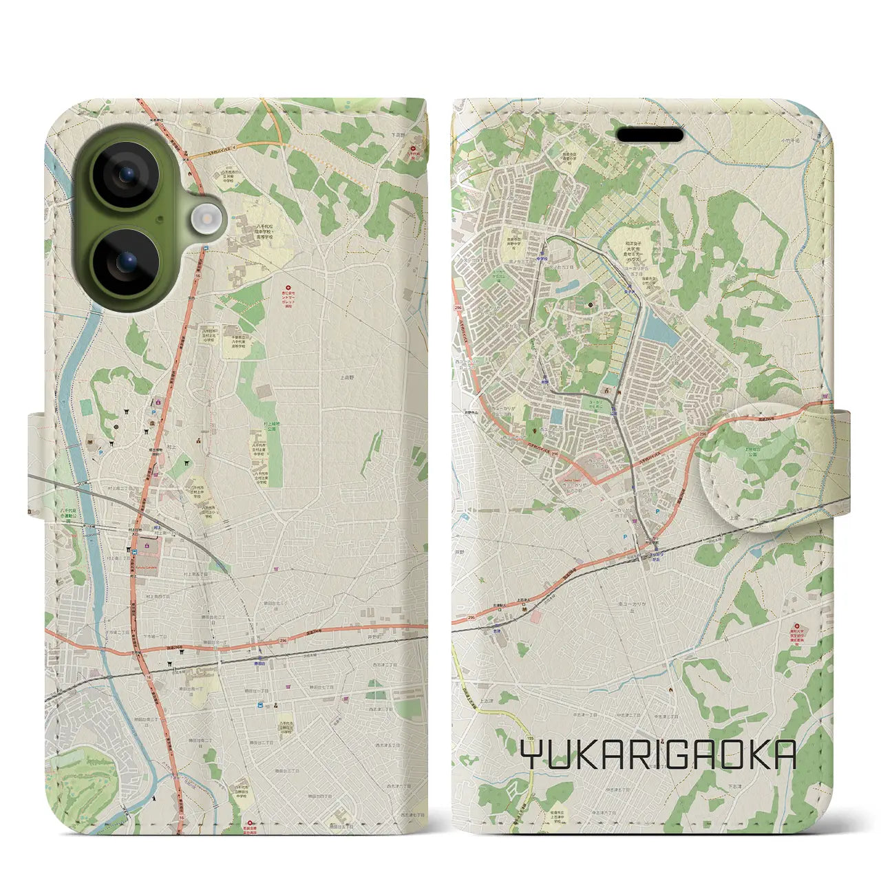 【ユーカリが丘（千葉県）】地図柄iPhoneケース（手帳タイプ）