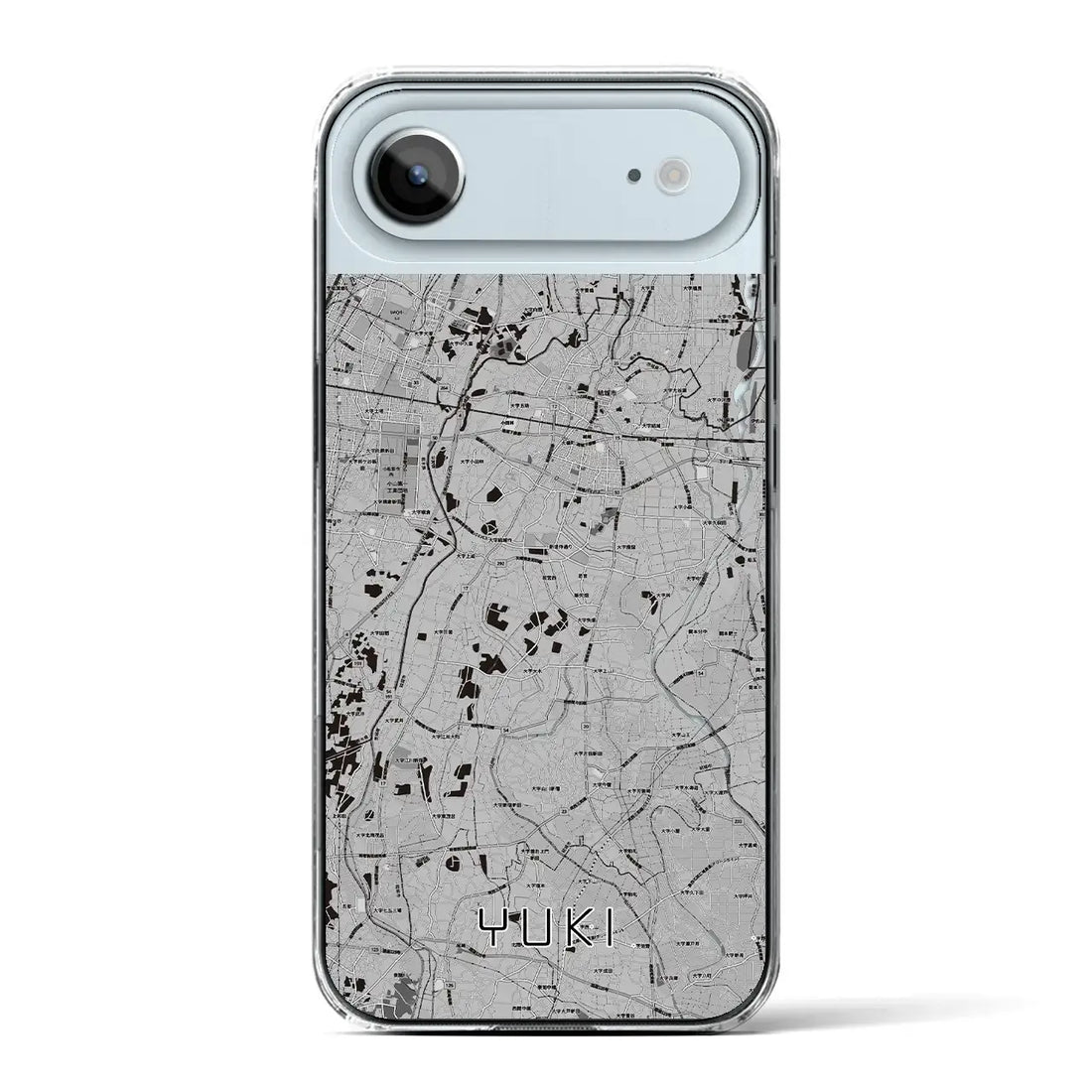 【結城（茨城県）】地図柄iPhoneケース（クリアタイプ）モノトーン・iPhone 17 Pro Max 用