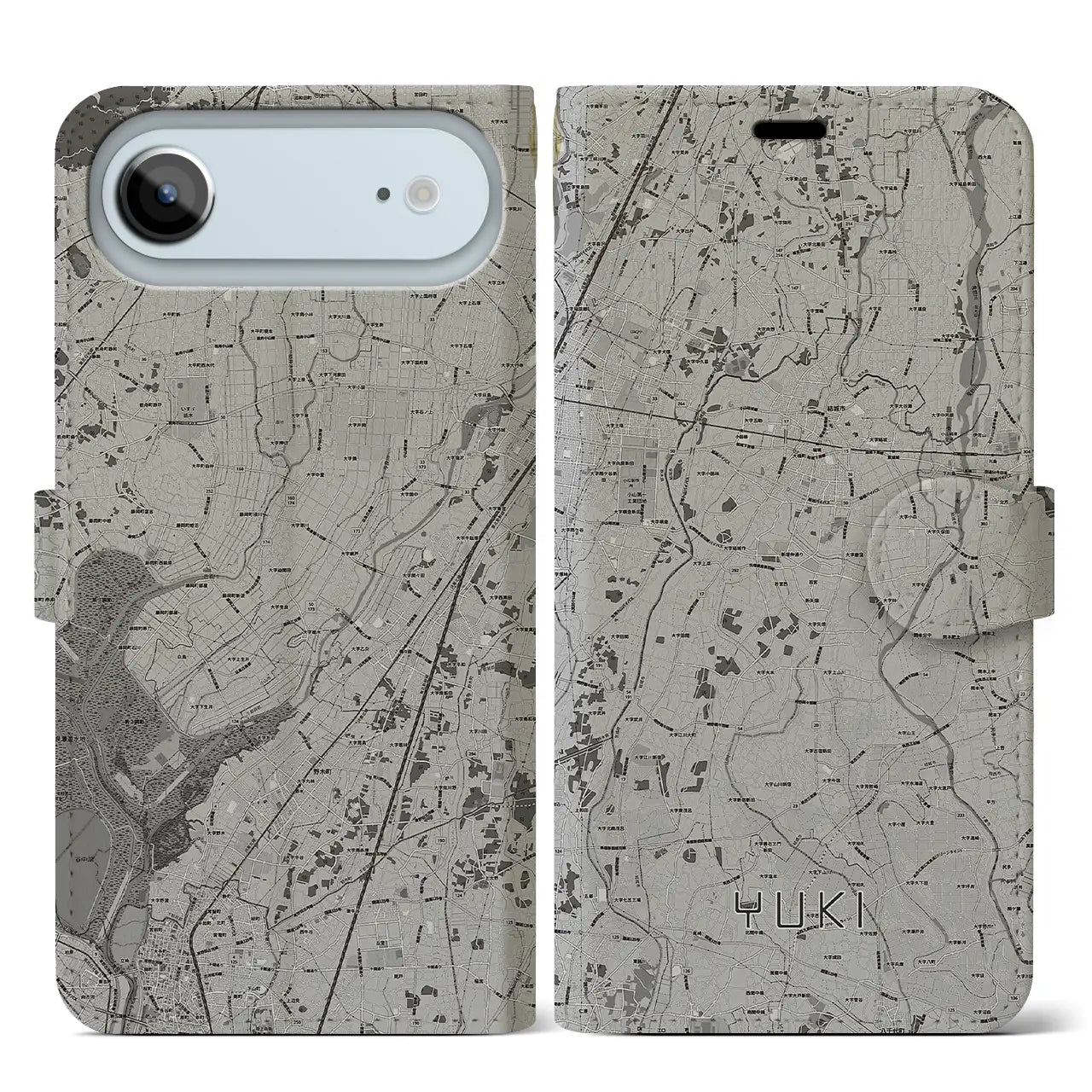 【結城（茨城県）】地図柄iPhoneケース（手帳タイプ）