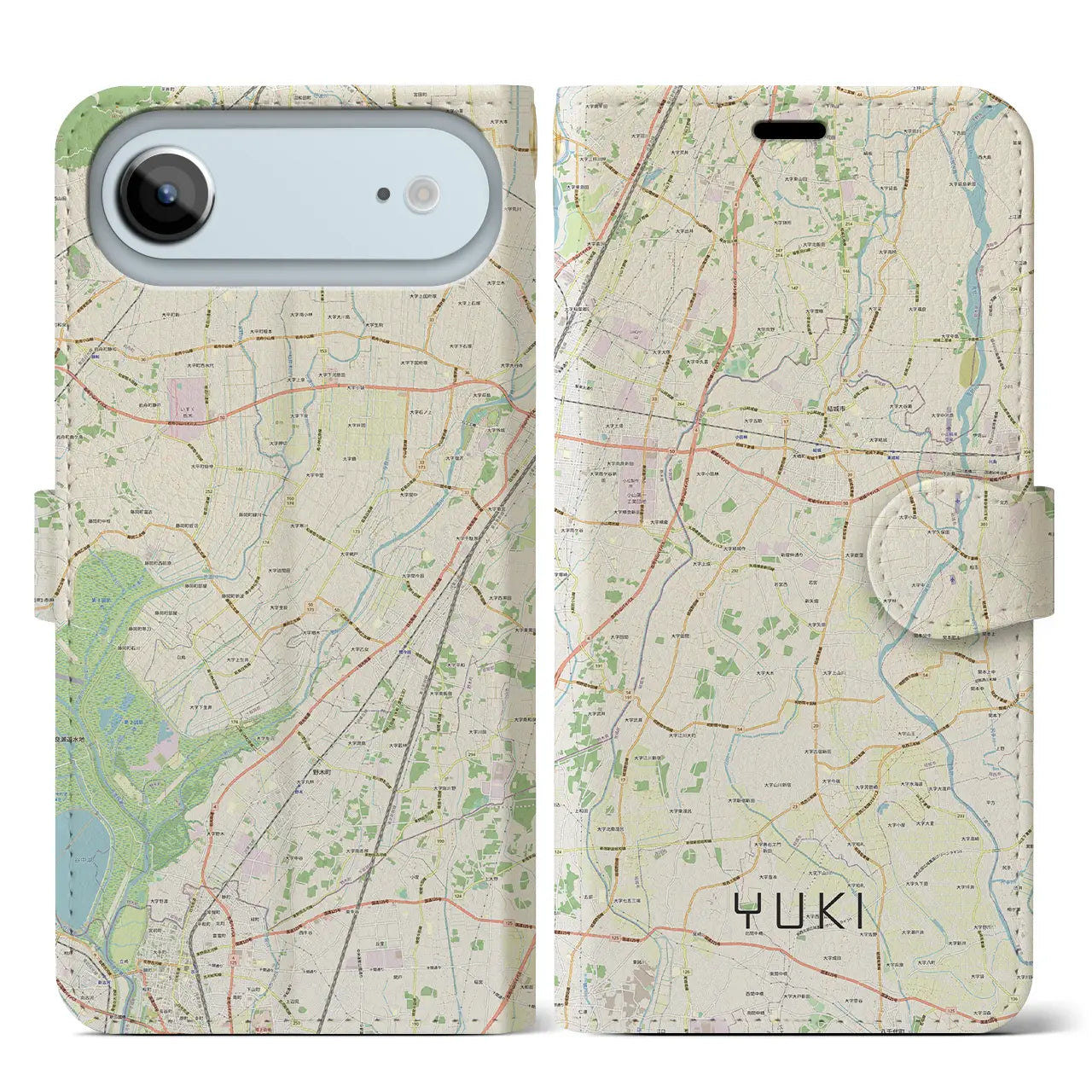 【結城（茨城県）】地図柄iPhoneケース（手帳タイプ）