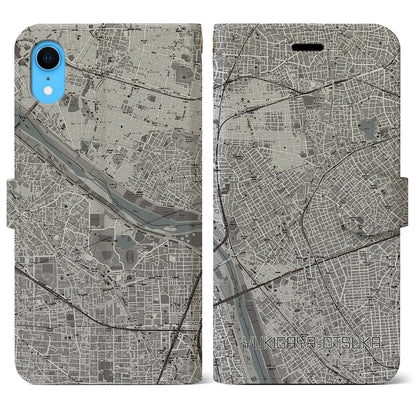 【雪が谷大塚（東京都）】地図柄iPhoneケース（手帳タイプ）モノトーン・iPhone XR 用