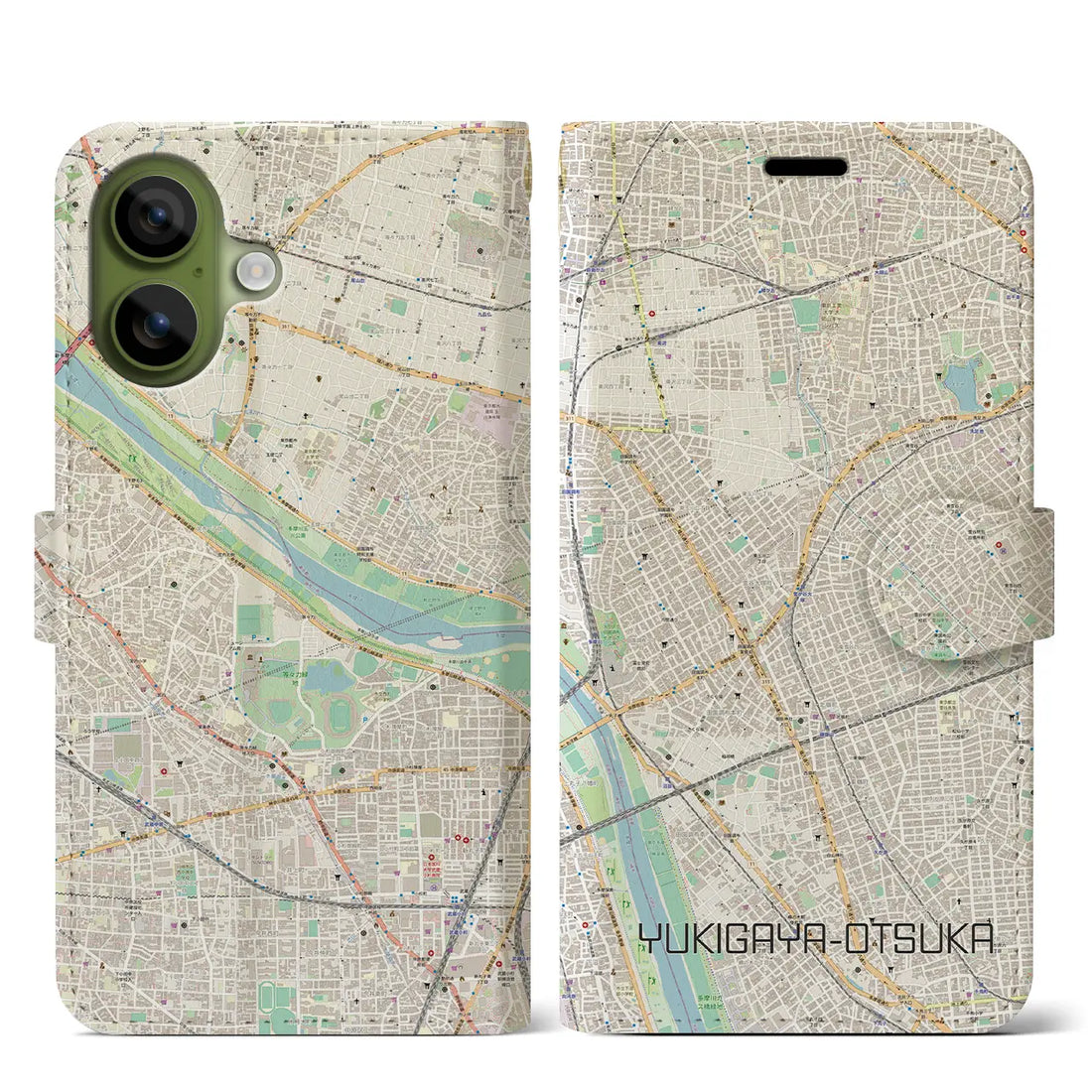 【雪が谷大塚（東京都）】地図柄iPhoneケース（手帳タイプ）モノトーン・iPhone 17 Pro Max 用