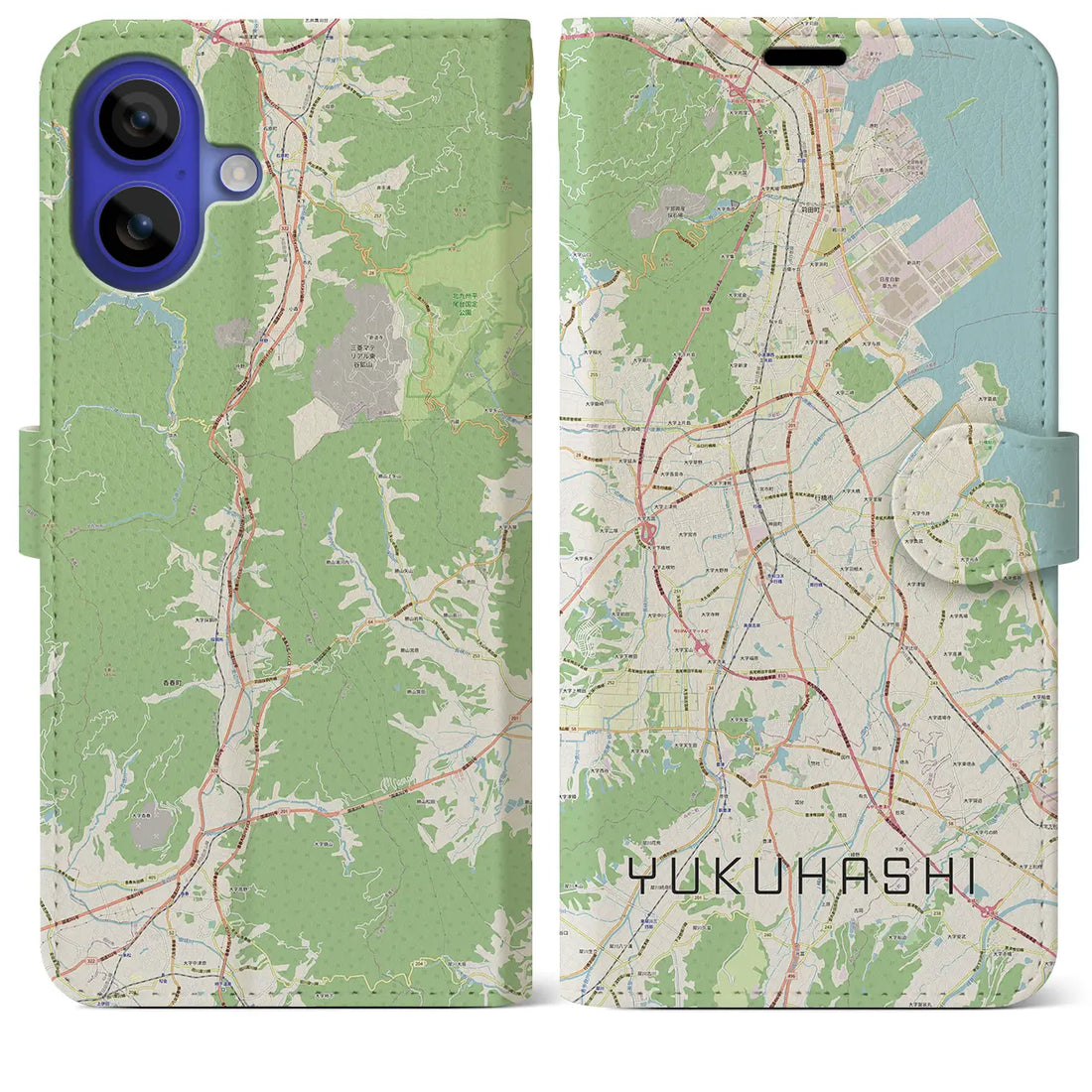 【行橋(福岡県)】地図柄iPhoneケース(手帳タイプ)ナチュラル・iPhone 16 Pro Max 用