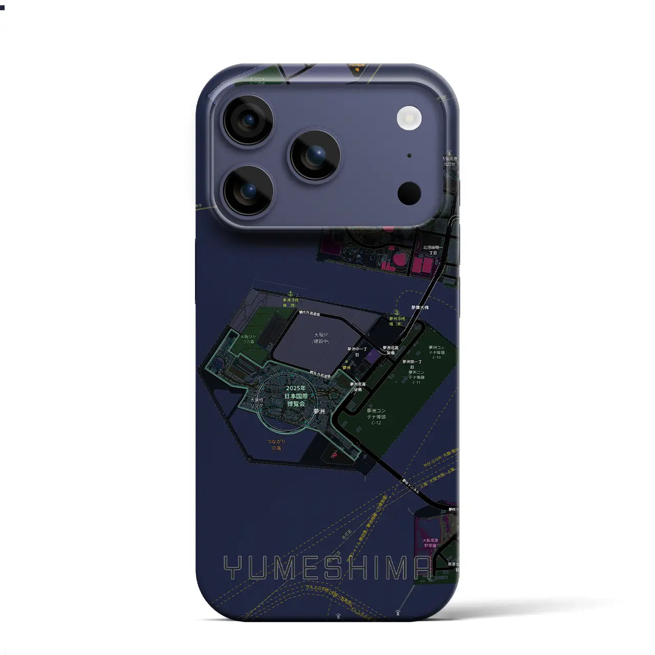 【夢洲（大阪府）】地図柄iPhoneケース（バックカバータイプ）