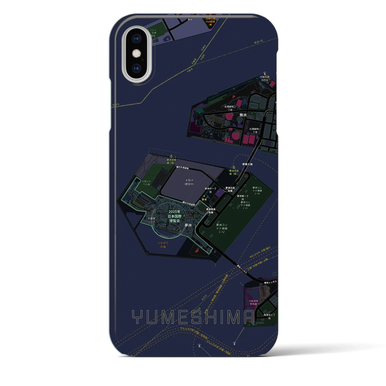 【夢洲（大阪府）】地図柄iPhoneケース（バックカバータイプ）