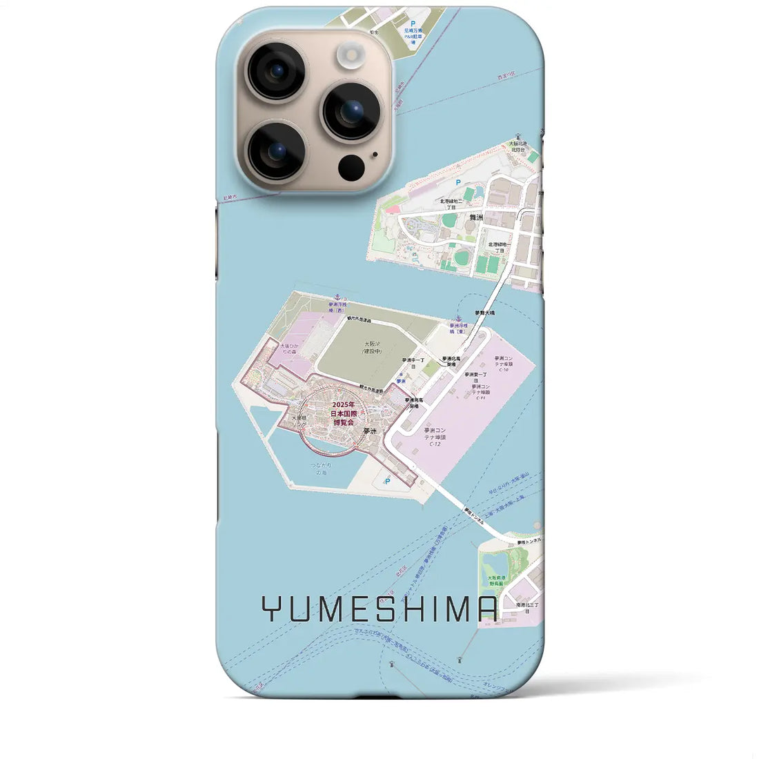 【夢洲（大阪府）】地図柄iPhoneケース（バックカバータイプ）