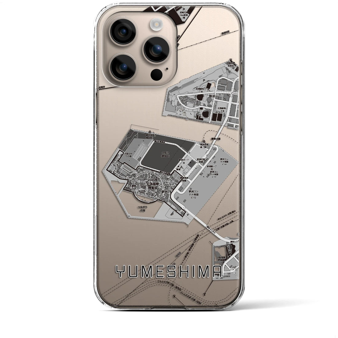【夢洲（大阪府）】地図柄iPhoneケース（クリアタイプ）