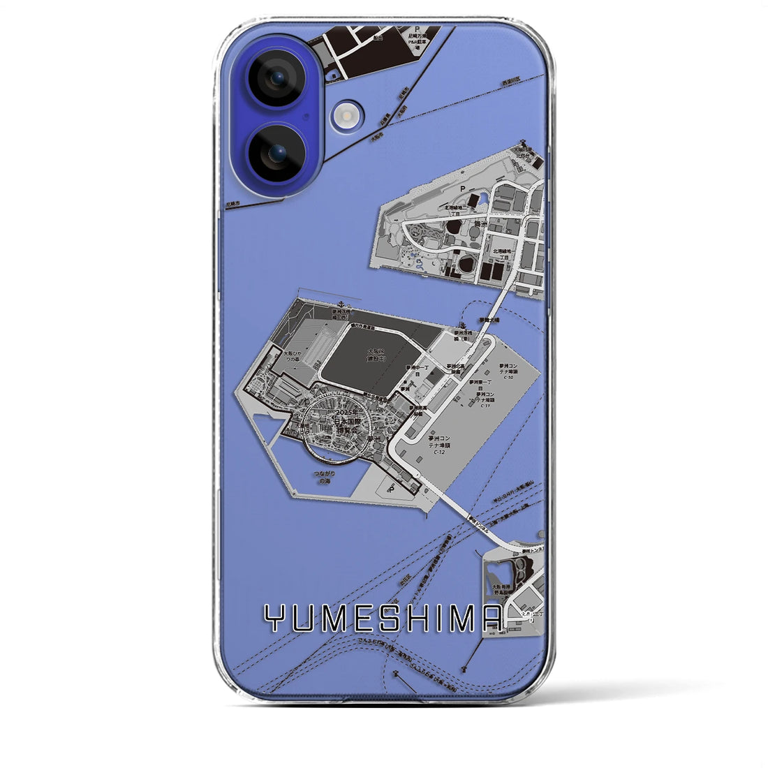 【夢洲（大阪府）】地図柄iPhoneケース（クリアタイプ）モノトーン・iPhone 16 Pro Max 用