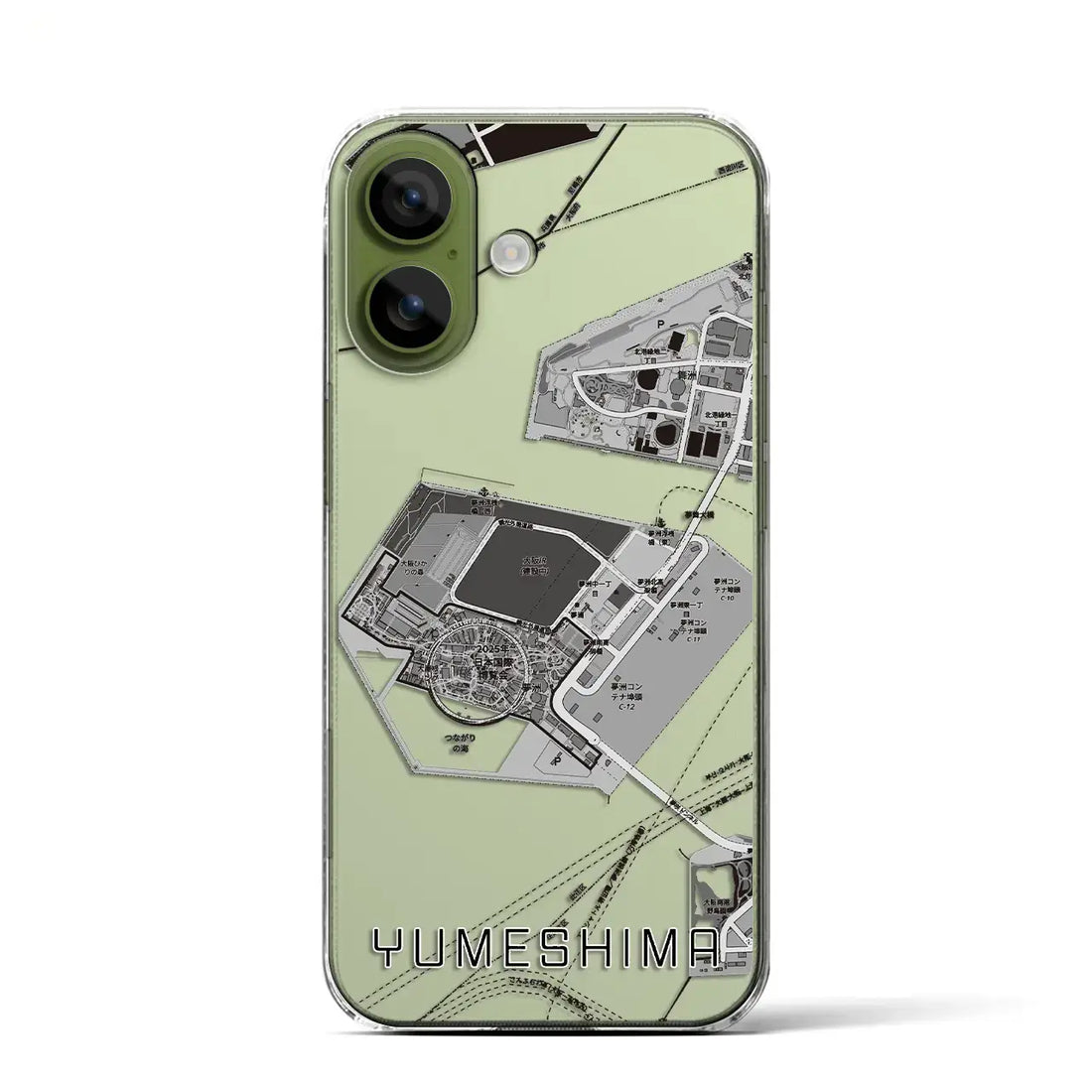 【夢洲（大阪府）】地図柄iPhoneケース（クリアタイプ）モノトーン・iPhone 17 Pro Max 用