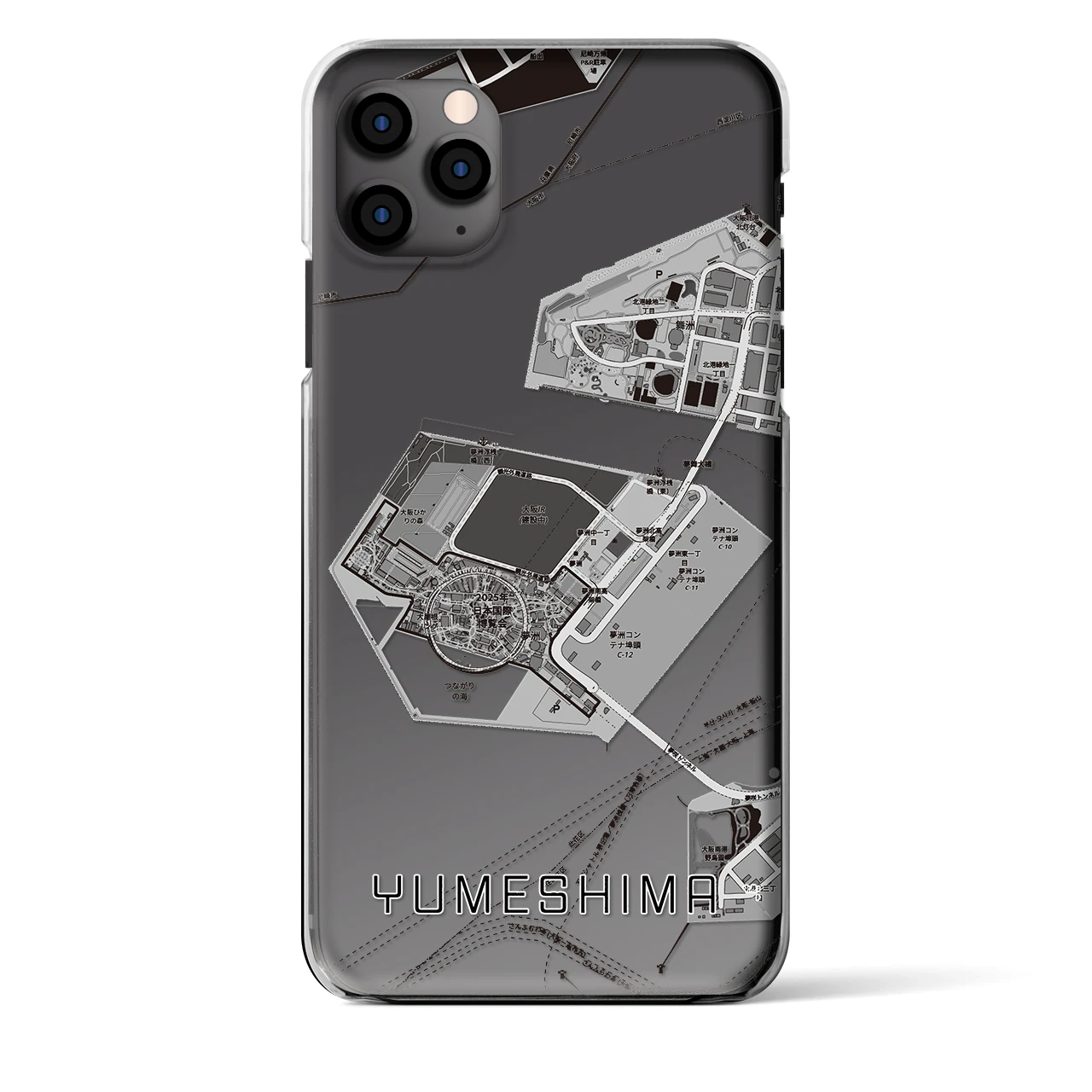 【夢洲（大阪府）】地図柄iPhoneケース（クリアタイプ）