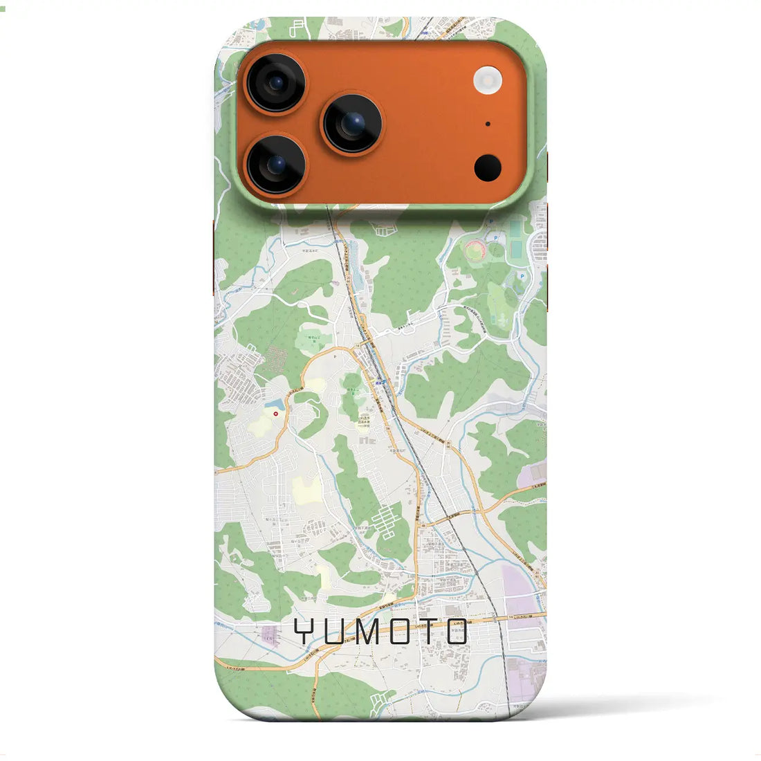 【湯本（福島県）】地図柄iPhoneケース（バックカバータイプ）ブラック・iPhone 17 Pro Max 用