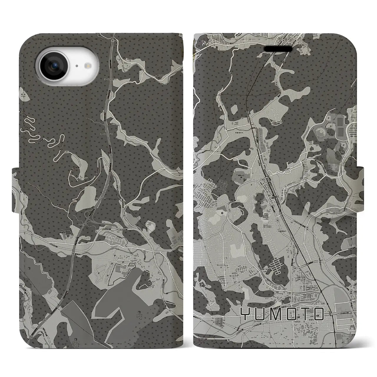 【湯本（福島県）】地図柄iPhoneケース（手帳タイプ）
