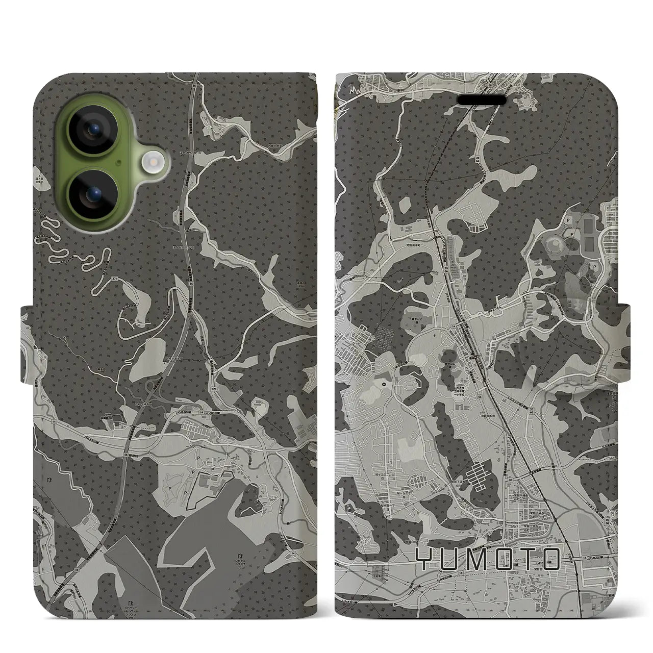 【湯本（福島県）】地図柄iPhoneケース（手帳タイプ）