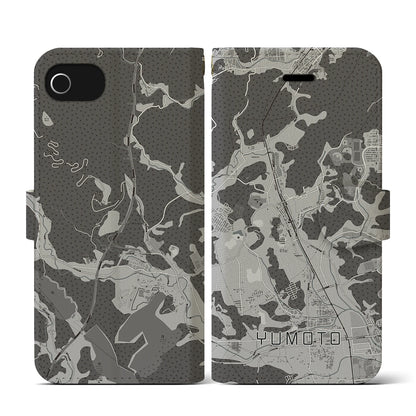 【湯本（福島県）】地図柄iPhoneケース（手帳タイプ）モノトーン・iPhone SE（第3 / 第2世代） / 8 / 7 / 6s / 6 用