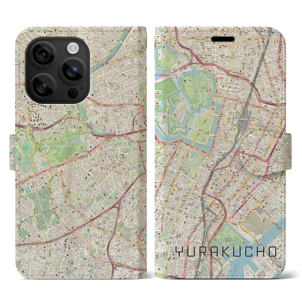 【有楽町（東京都）】地図柄iPhoneケース（手帳タイプ）ナチュラル・iPhone 16 用