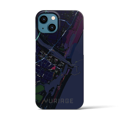 【閖上（宮城県）】地図柄iPhoneケース（バックカバータイプ）ブラック・iPhone 13 用