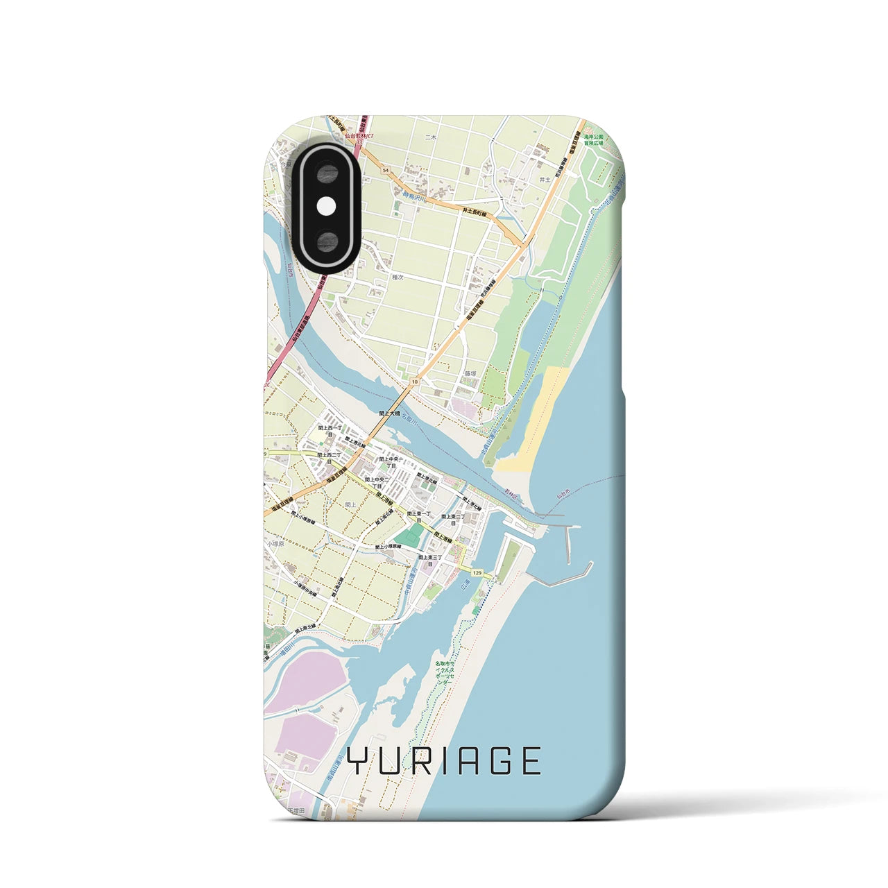 【閖上（宮城県）】地図柄iPhoneケース（バックカバータイプ）ナチュラル・iPhone XS / X 用