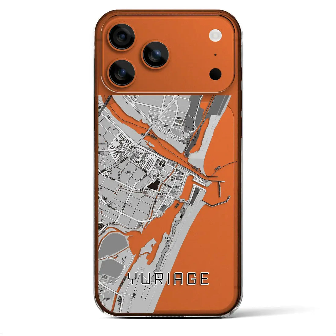 【閖上（宮城県）】地図柄iPhoneケース（クリアタイプ）モノトーン・iPhone 17 Pro Max 用