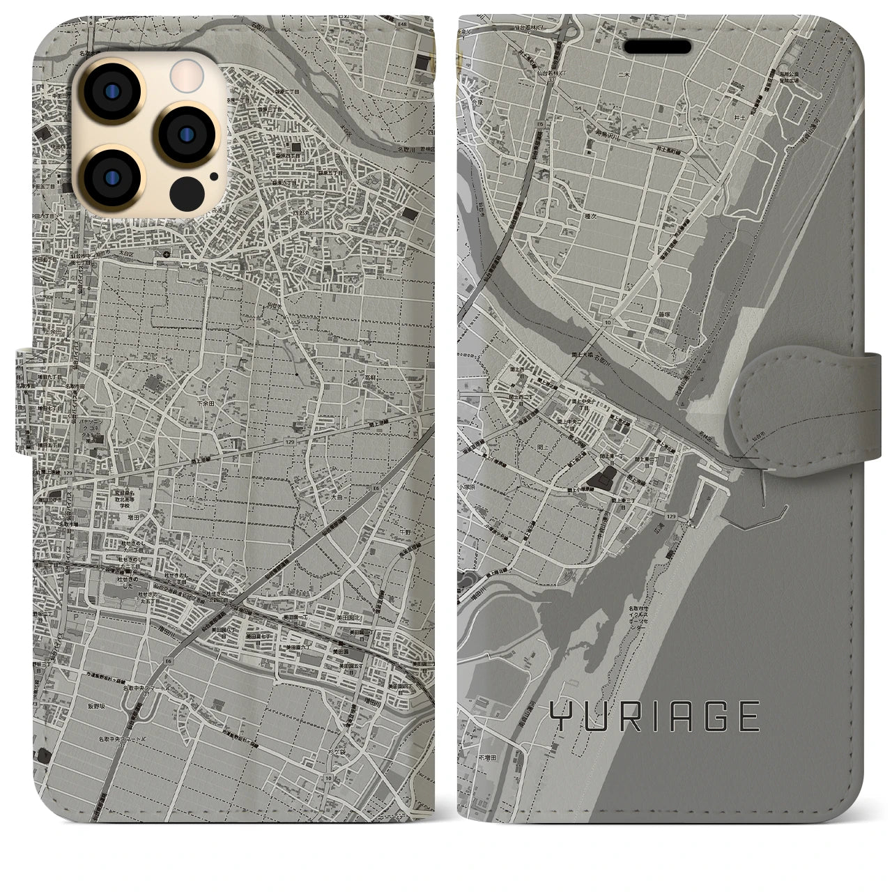 【閖上（宮城県）】地図柄iPhoneケース（手帳タイプ）