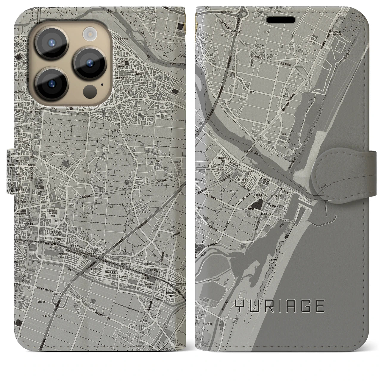 【閖上（宮城県）】地図柄iPhoneケース（手帳タイプ）