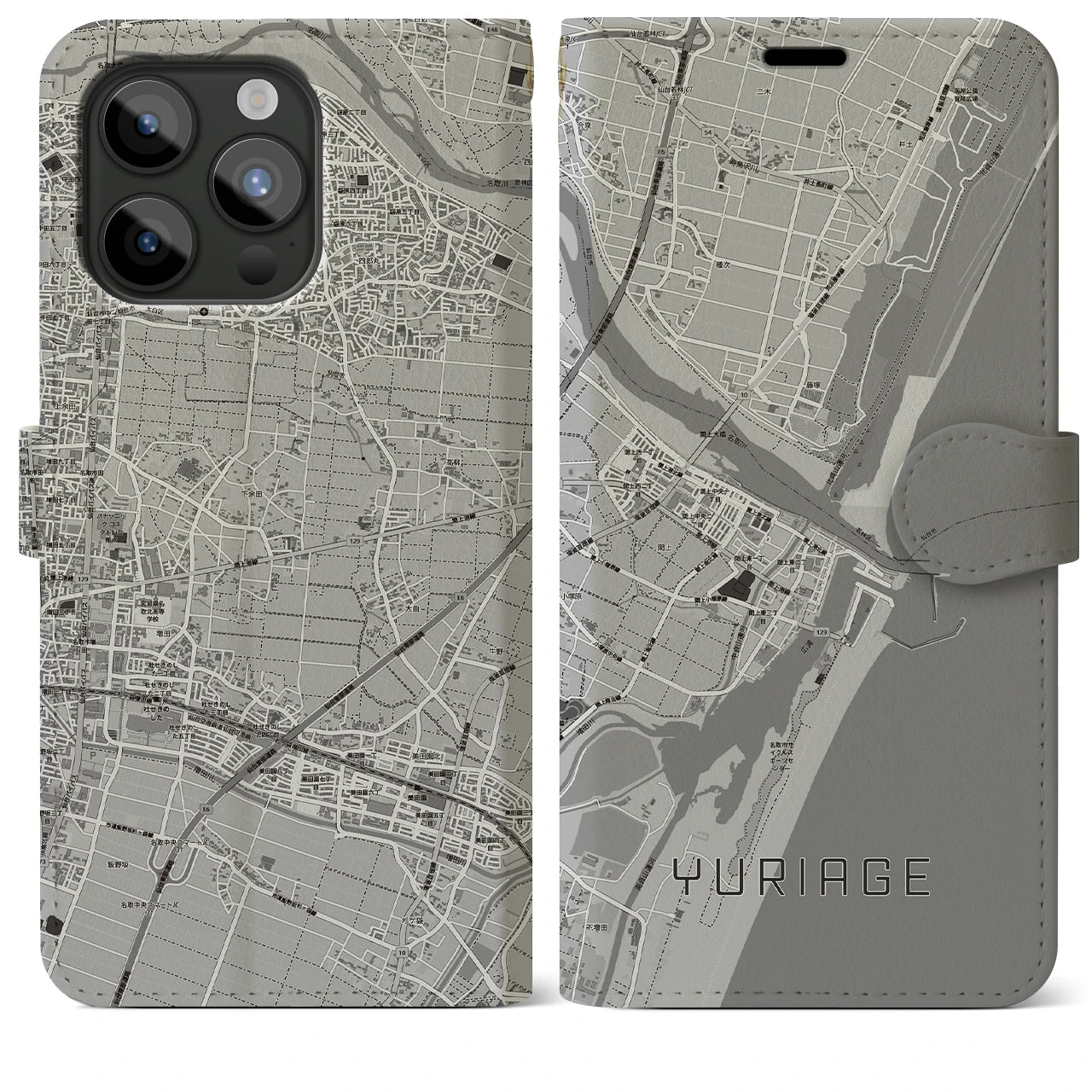 【閖上（宮城県）】地図柄iPhoneケース（手帳タイプ）